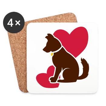 Cute dog with hearts - Coasters (set of 4) - white - Front
