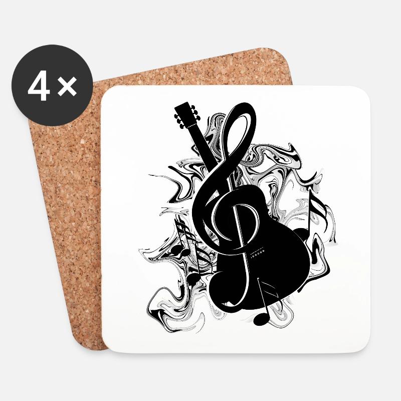 Gitarre - Untersetzer (4er-Set) - Weiß