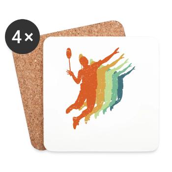 Retro Badminton - Cool Vintage Sport Player Cadeau - Dessous de verre (lot de 4) - blanc - Devant