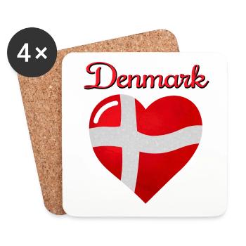 Drapeau du Danemark - Dessous de verre (lot de 4) - blanc - Devant