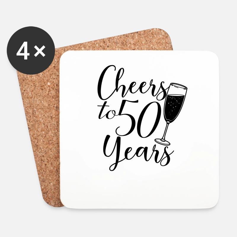 Cheers To 50 Years - Geburtstags- oder Jubiläumsgeschenk - Untersetzer (4er-Set) - Weiß
