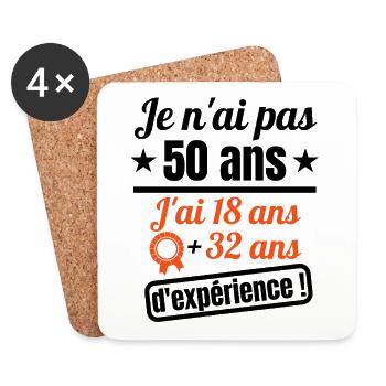 50 ans anniversaire millésime 1973 humour - Dessous de verre (lot de 4) - blanc - Devant