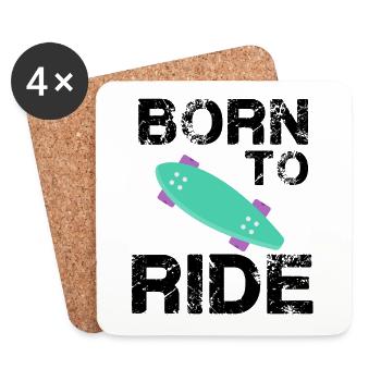 born to ride skateboard skate rider - Coasters (set of 4) - white - Front