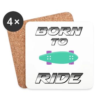 born to ride skateboard skate rider - Coasters (set of 4) - white - Front