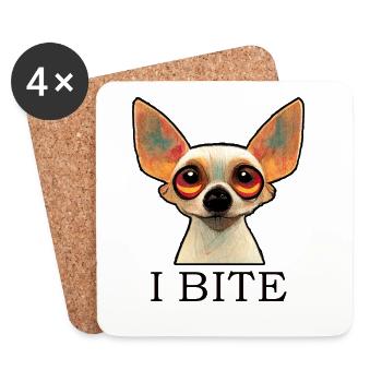 chihuahua - i bite, chihuahua ich beiße - Untersetzer (4er-Set) - Weiß - Vorne