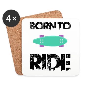 born to ride. geboren zum fahren geboren zum skate - Untersetzer (4er-Set) - Weiß - Vorne