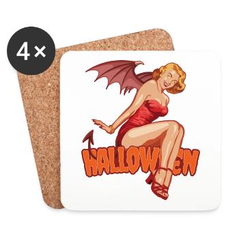 Halloween Vampire Lady Scary Trick or Treat Outfit - Coasters (set of 4) - white - Front