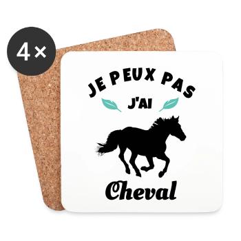 je peux pas j'ai cheval équitation - Dessous de verre (lot de 4) - blanc - Devant