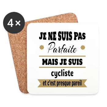 Pas parfaite mais cycliste vélo humour - Dessous de verre (lot de 4) - blanc - Devant