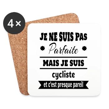 Pas parfaite mais cycliste vélo humour - Dessous de verre (lot de 4) - blanc - Devant