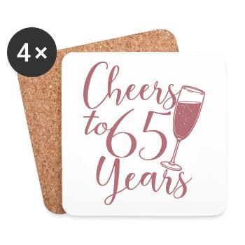 65th Birthday Women For Her Cheers To 65 Years Old - Coasters (set of 4) - white - Front