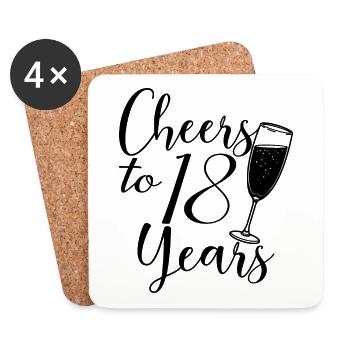Femmes du 18e anniversaire pour ses acclamations à 18 ans - Dessous de verre (lot de 4) - blanc - Devant