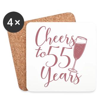 55th Birthday Women For Her Cheers To 55 Years Old - Coasters (set of 4) - white - Front