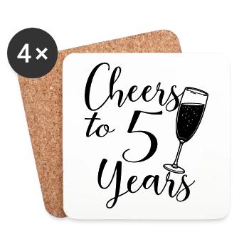 5th Wedding Anniversary Men Women Married Couple - Coasters (set of 4) - white - Front