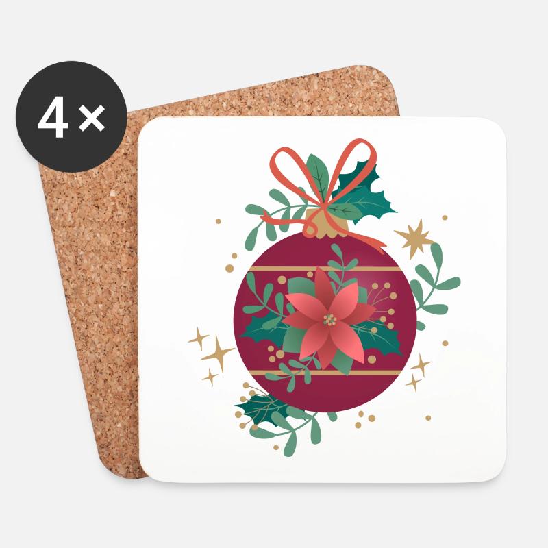 Weihnachtskugel - Untersetzer (4er-Set) - Weiß