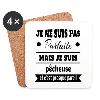 Cadeau pas parfaite mais pêcheuse pêche humour - Dessous de verre (lot de 4) - blanc - Devant