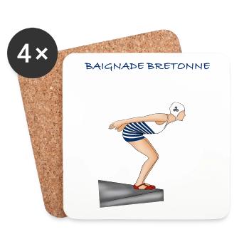 Baignade bretonne - Dessous de verre (lot de 4) - blanc - Devant
