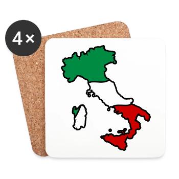Tricolor Map of Italy - Digital Drawing - Coasters (set of 4) - white - Front