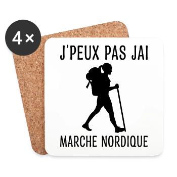 J'peux Pas J'ai Marche Nordique Femme - Dessous de verre (lot de 4) - blanc - Devant
