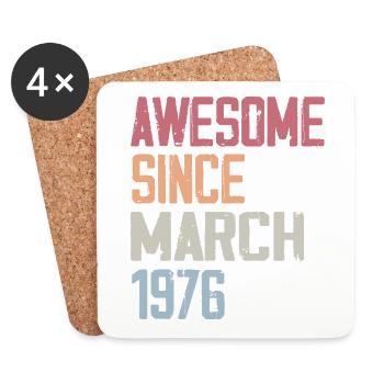 1976 Mars Naissance Anniversaire Mars 1976 Cadeau - Dessous de verre (lot de 4) - blanc - Devant