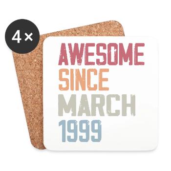1999 Mars Naissance Anniversaire Mars 1999 Cadeau - Dessous de verre (lot de 4) - blanc - Devant