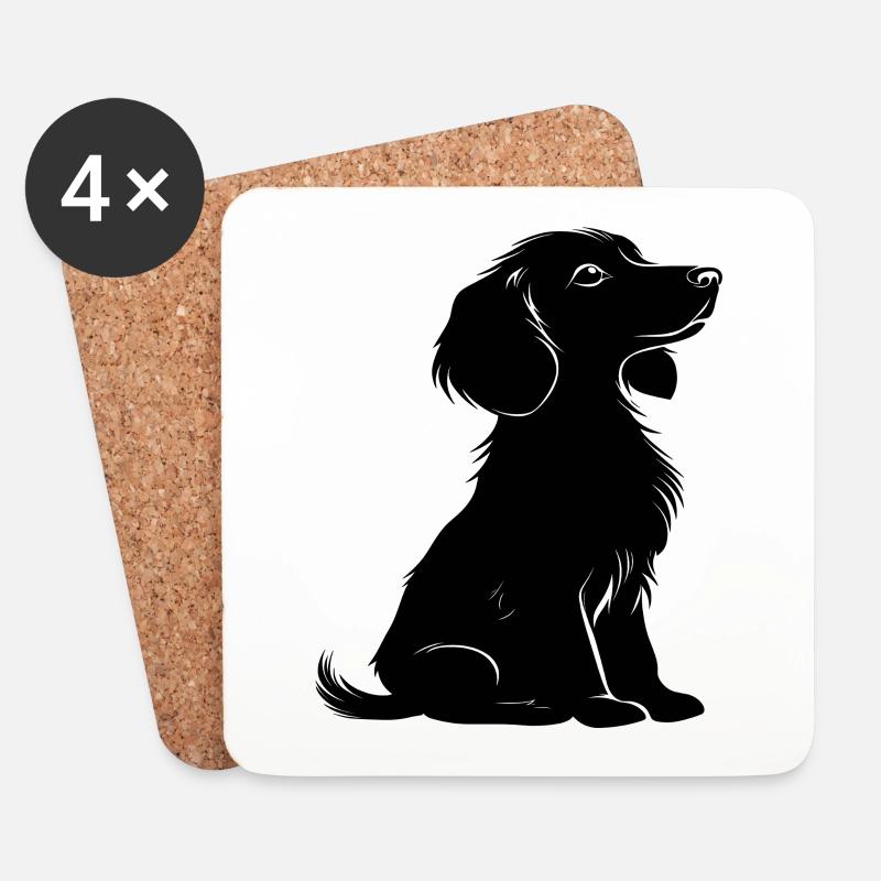 Dackel Hund macht sitz silhouette schwarz haustier - Untersetzer (4er-Set) - Weiß