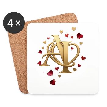 GoldeneInitialen AI mit Herzrahmen - Untersetzer (4er-Set) - Weiß - Vorne