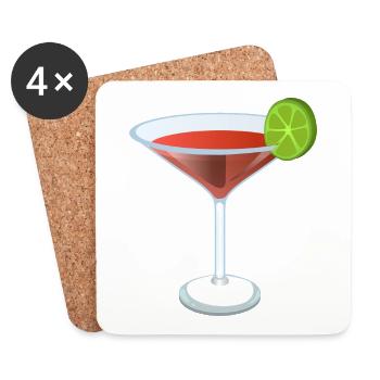 Roter Cocktail mit Limette - Untersetzer (4er-Set) - Weiß - Vorne
