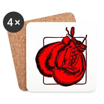 Gants de boxe Boxe Arts Martiaux Cadeau - Dessous de verre (lot de 4) - blanc - Devant