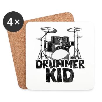 Drummer Kid - Drums Kids motive - Coasters (set of 4) - white - Front