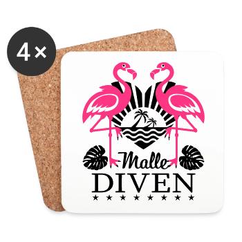 Flamingos Malle Diven Summer Mood Palm Beach 12 - Untersetzer (4er-Set) - Weiß - Vorne