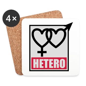 04 HETERO Herzen Liebe Love Heterosexuell - Untersetzer (4er-Set) - Weiß - Vorne