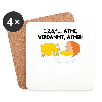 1, 2, 3, 4 Atme, verdammt, atme! Erste Hilfe - Untersetzer (4er-Set) - Weiß - Vorne