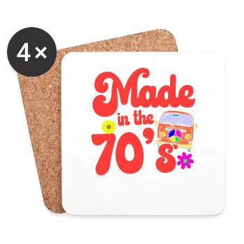 Made in the 70 s - seventies hippie retro - Coasters (set of 4) - white - Front