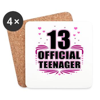 13 Official Adolescente - 13 ans anniversaire - Dessous de verre (lot de 4) - blanc - Devant