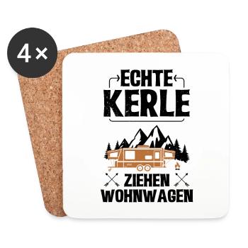 Echte Kerle ziehen Wohnwagen - Camper Camping - Untersetzer (4er-Set) - Weiß - Vorne