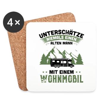 Unterschätze niemals e. alten Mann m. e. Wohnmobil - Untersetzer (4er-Set) - Weiß - Vorne