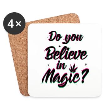 Do you believe in magic - Cannabis Hanfblatt - Untersetzer (4er-Set) - Weiß - Vorne