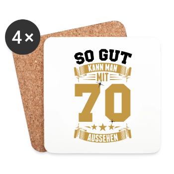 So gut kann man mit 70 aussehen - 70. Geburtstag - Untersetzer (4er-Set) - Weiß - Vorne