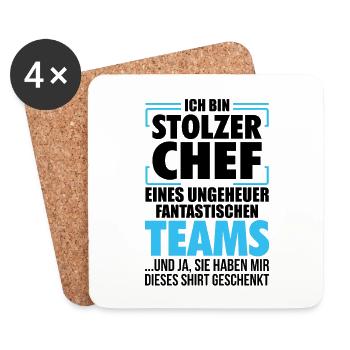 Ich bin stolzer Chef eines ungeheuer fantastischen - Untersetzer (4er-Set) - Weiß - Vorne