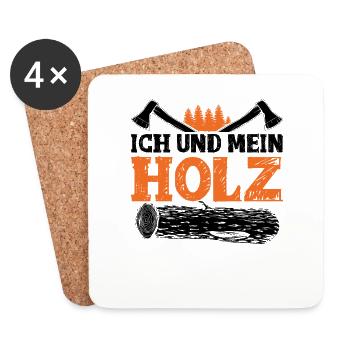 Ich und mein Holz - Untersetzer (4er-Set) - Weiß - Vorne