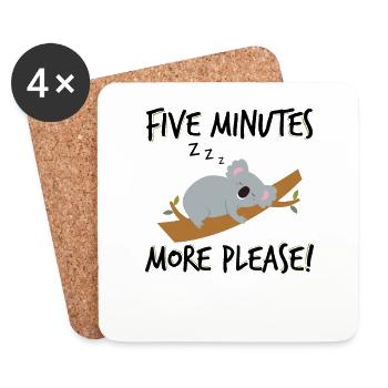 Five minutes more please - Koala sleep - Coasters (set of 4) - white - Front