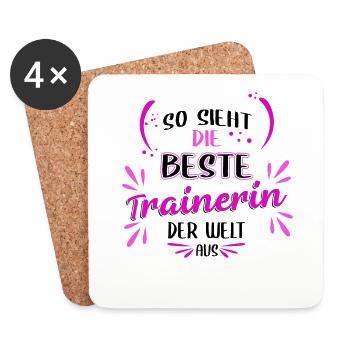 So sieht die beste Trainerin der Welt aus - Untersetzer (4er-Set) - Weiß - Vorne