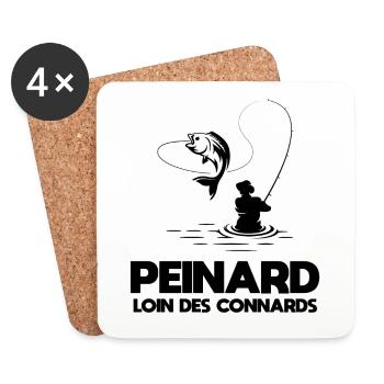 Peinard loin des connards pêche pêcheur - Dessous de verre (lot de 4) - blanc - Devant