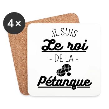 T shirt petanque roi de la pétanque cadeau - Dessous de verre (lot de 4) - blanc - Devant