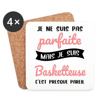 Je ne suis pas parfaite mais je suis basketteuse - Dessous de verre (lot de 4) - blanc - Devant