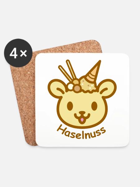 Eisbär Haselnuss - Untersetzer (4er-Set) - Weiß
