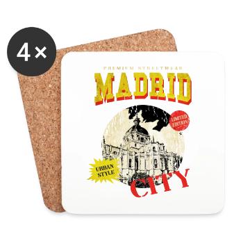 Madrid Spain City Skyline Vintage Retro - Coasters (set of 4) - white - Front