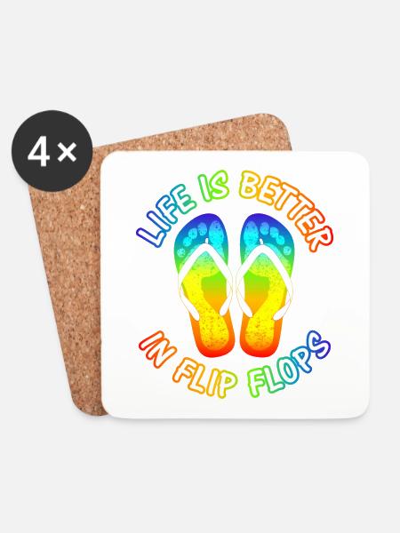 Life is better in flip flops - Untersetzer (4er-Set) - Weiß