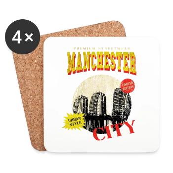 Manchester England UK City Skyline Vintage Retro - Coasters (set of 4) - white - Front